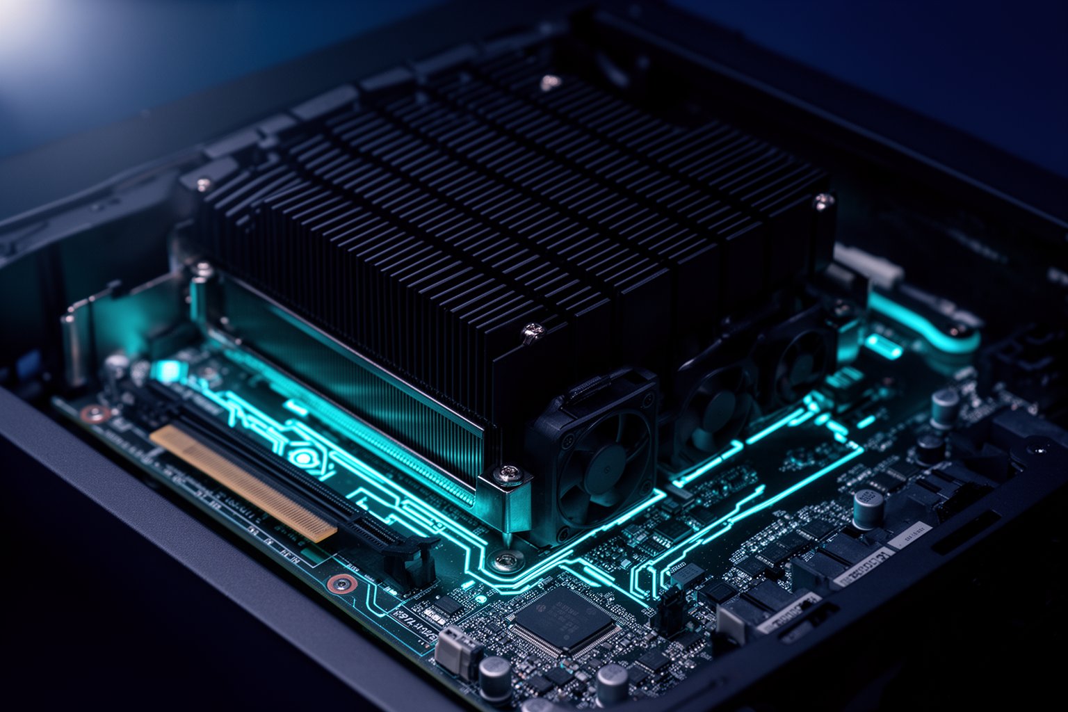 Détail du système de refroidissement et des circuits de la machine IA